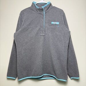 Columbia Women’s XL PFG Snap Pullover Large Gray/ Blue Fleece Windbreaker
